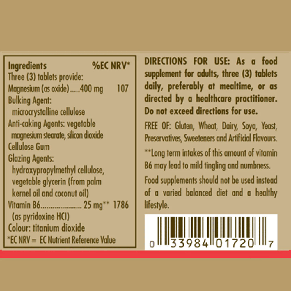 Solgar Magnesium With Vitamin B6 Tablets 100's