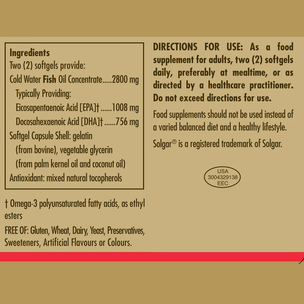 Solgar Omega-3 Triple Strength Capsules 50's