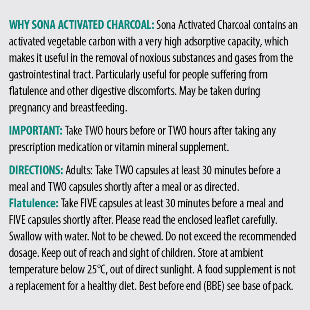 Sona Activated Charcoal 60 Caps