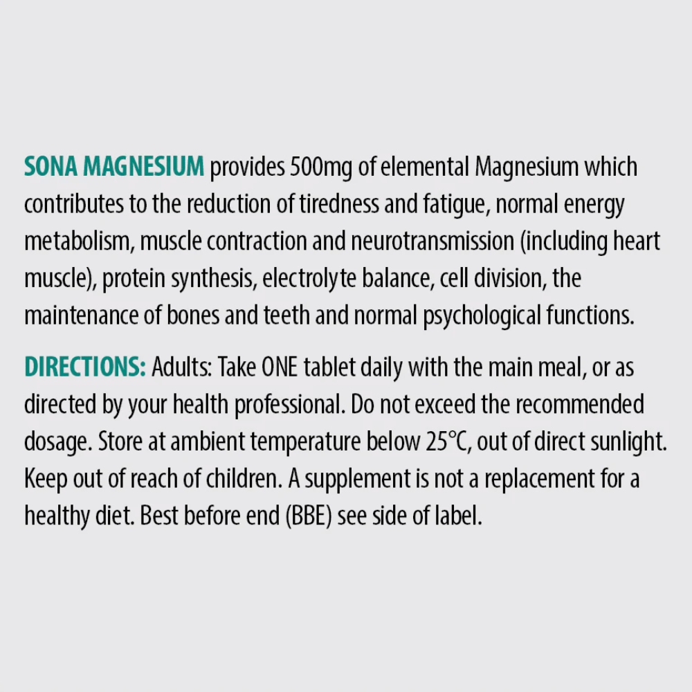 Sona Magnesium 500mg 60 Tabs