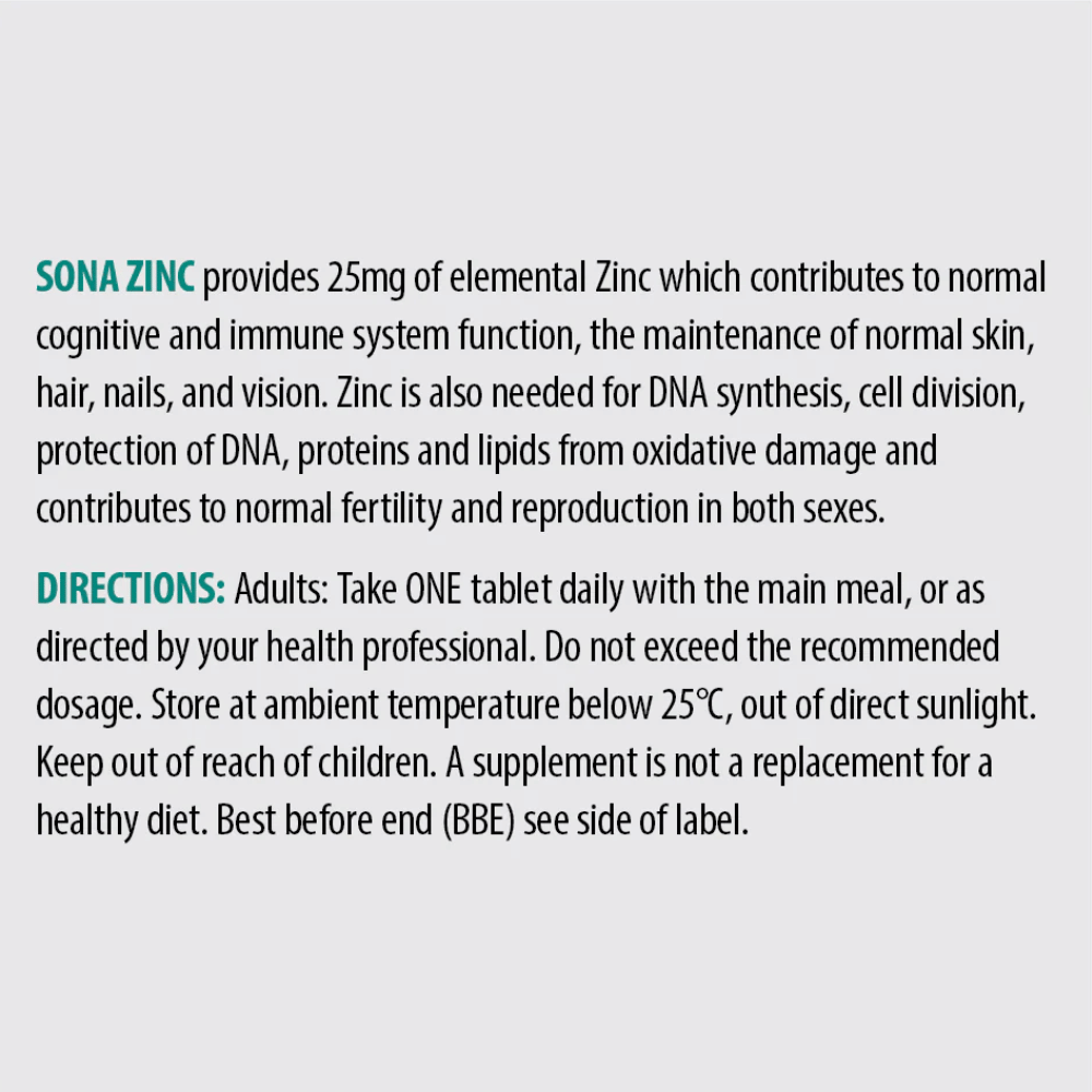 Sona Zinc 60 Tabs
