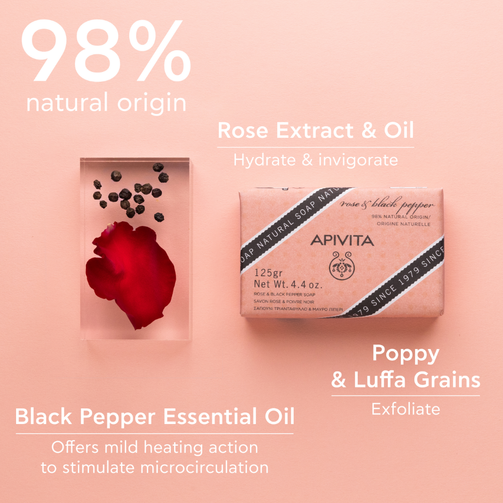 Apivita Rose & Black Pepper Soap 125G