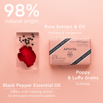 Apivita Rose & Black Pepper Soap 125G