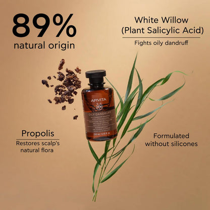 Apivita Oily Dandruff Shampoo, White Willow & Propolis 250ml