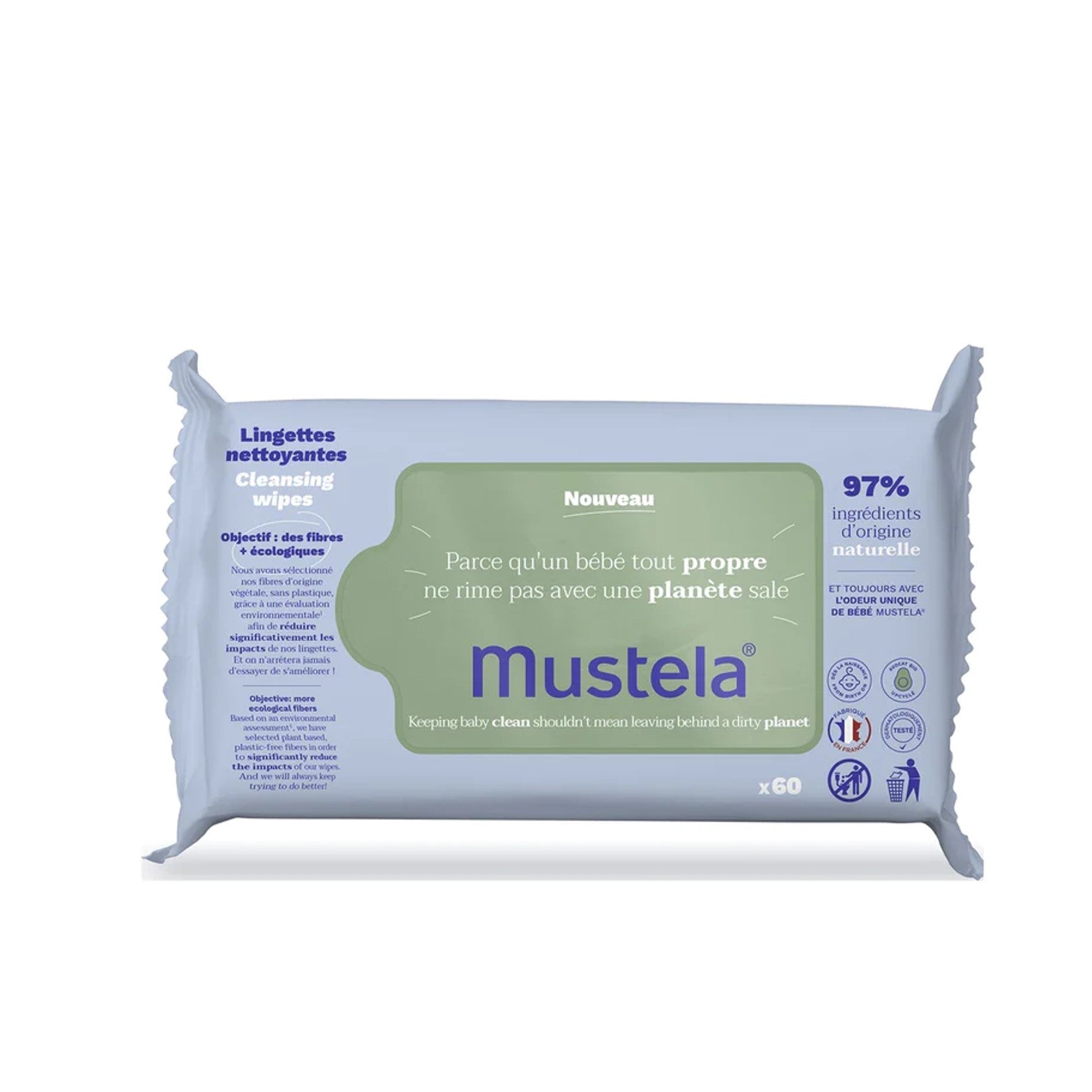 Mustela Organic Cotton Water Wipes 60 Wipes