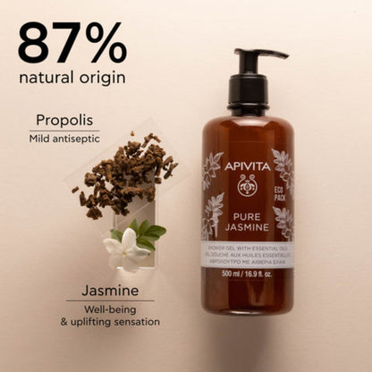 Apivita Pure Jasmine Shower Gel with Essential Oils Ecopack 500ml