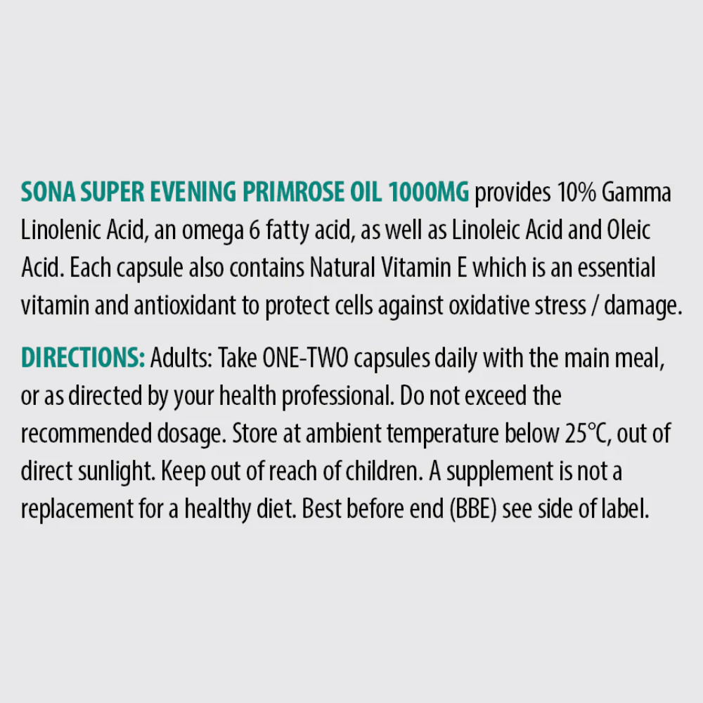Sona Evening Primrose Oil 1000mg 30 Caps