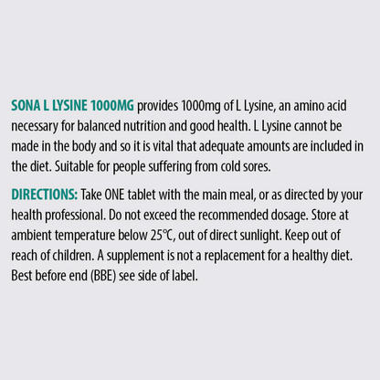 Sona L Lysine 1000mg 45 Tabs